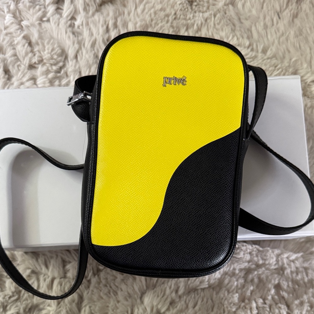 Yellow and Black Leather Prive Alliance Crossbody Bag